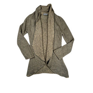 Wooden Ships Cardigan Womens Size S/M Open Front Brown Mohair Wool Blend